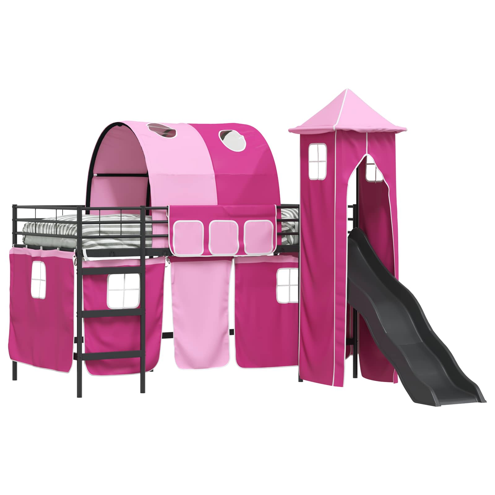 Loftbed voor Kids Zwart en Roze 90 x 200 cm Metaal