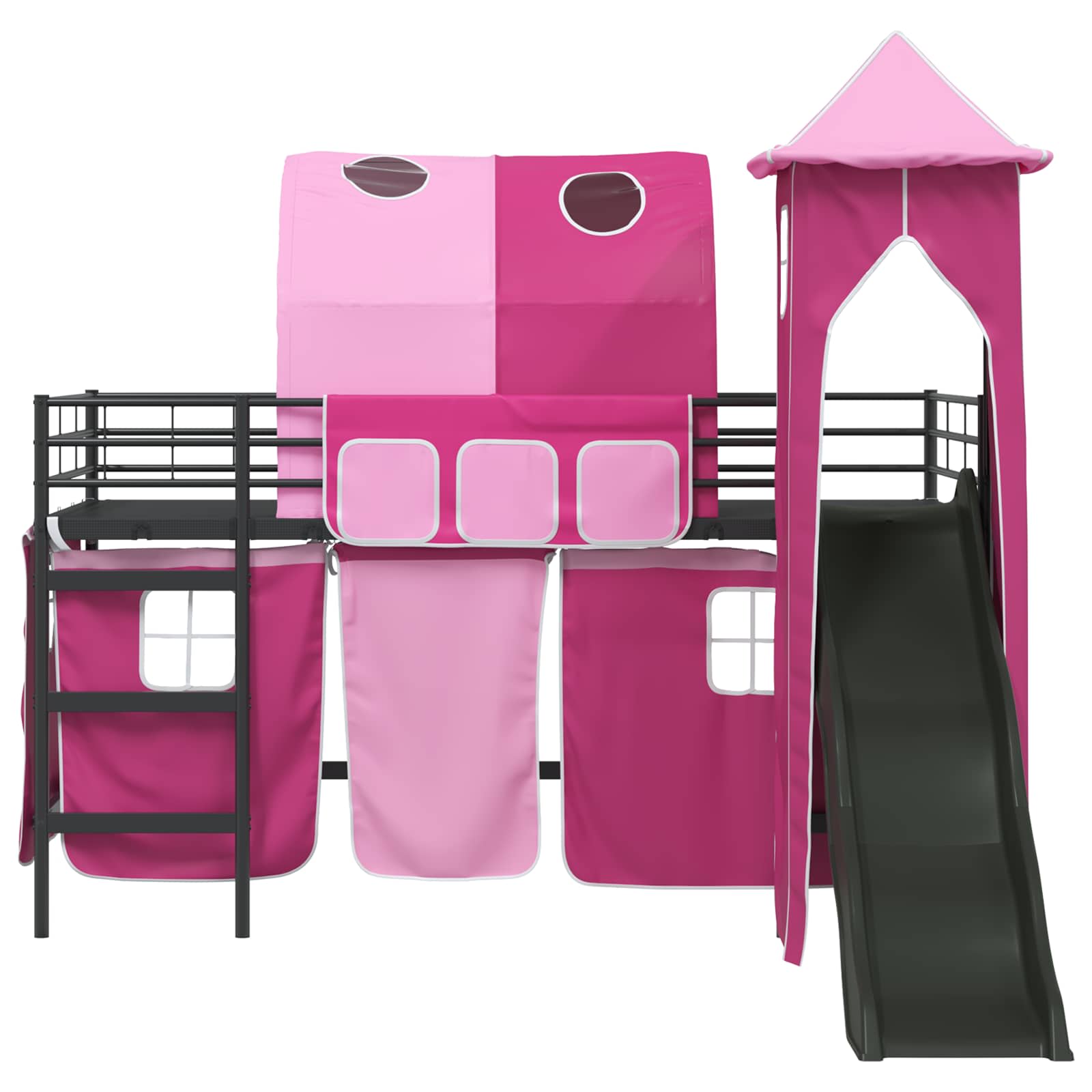 Loftbed voor Kids Zwart en Roze 90 x 200 cm Metaal