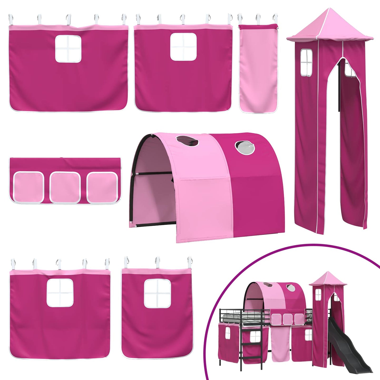 Loftbed voor Kids Zwart en Roze 90 x 200 cm Metaal