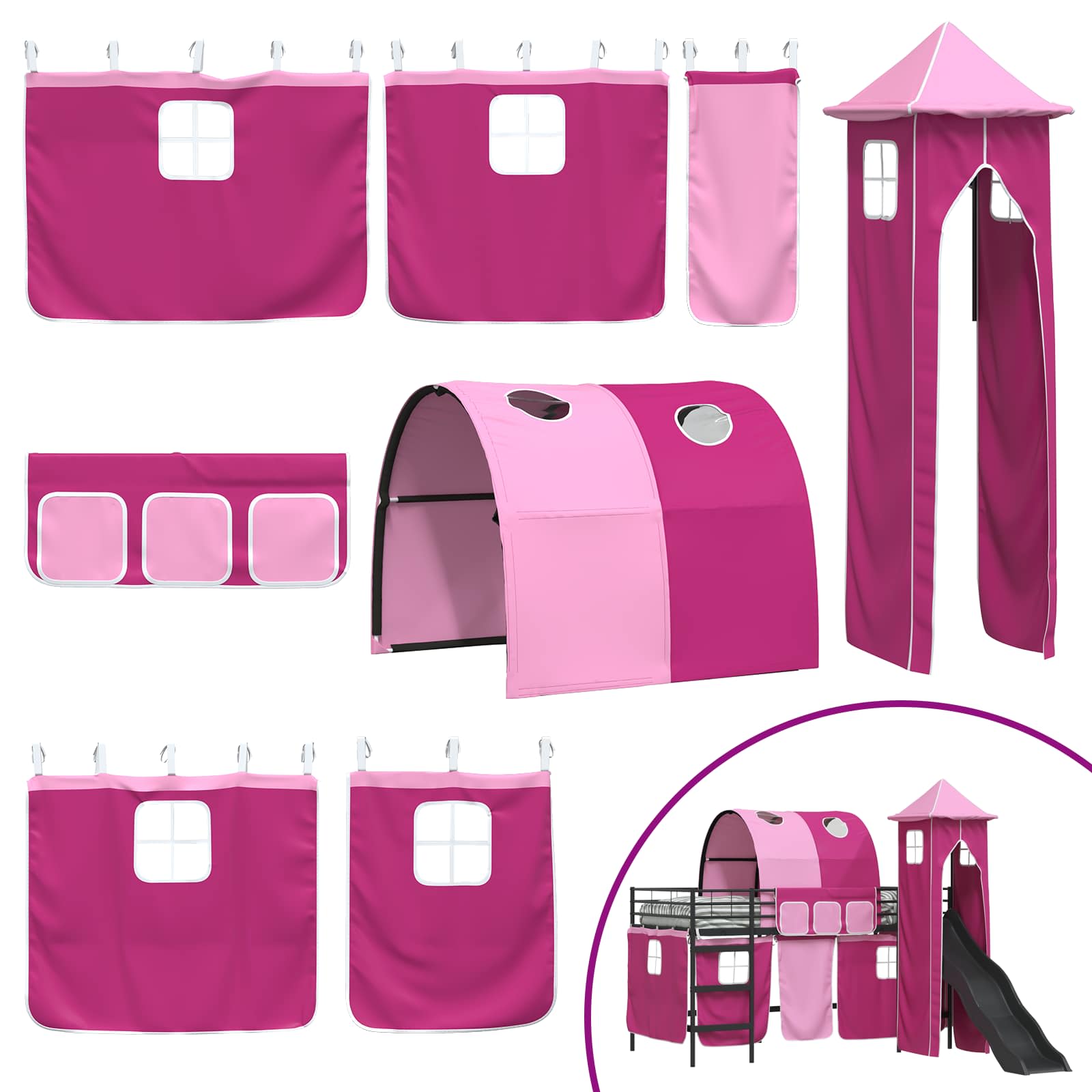 Loftbed voor Kids Zwart en Roze 90 x 200 cm Metaal