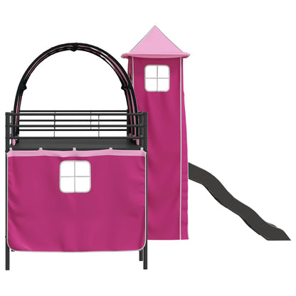 Loftbed voor Kids Zwart en Roze 90 x 200 cm Metaal