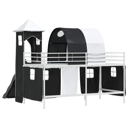 Loftbed voor Kids Wit en zwart 90 x 200 cm Metaal