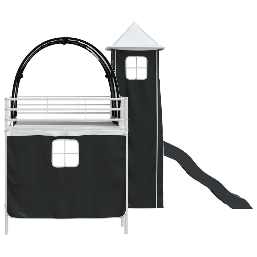Loftbed voor Kids Wit en zwart 90 x 200 cm Metaal