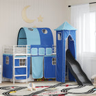 Kids' Loft Bed White and Blue 74.5 x 190 cm Metal