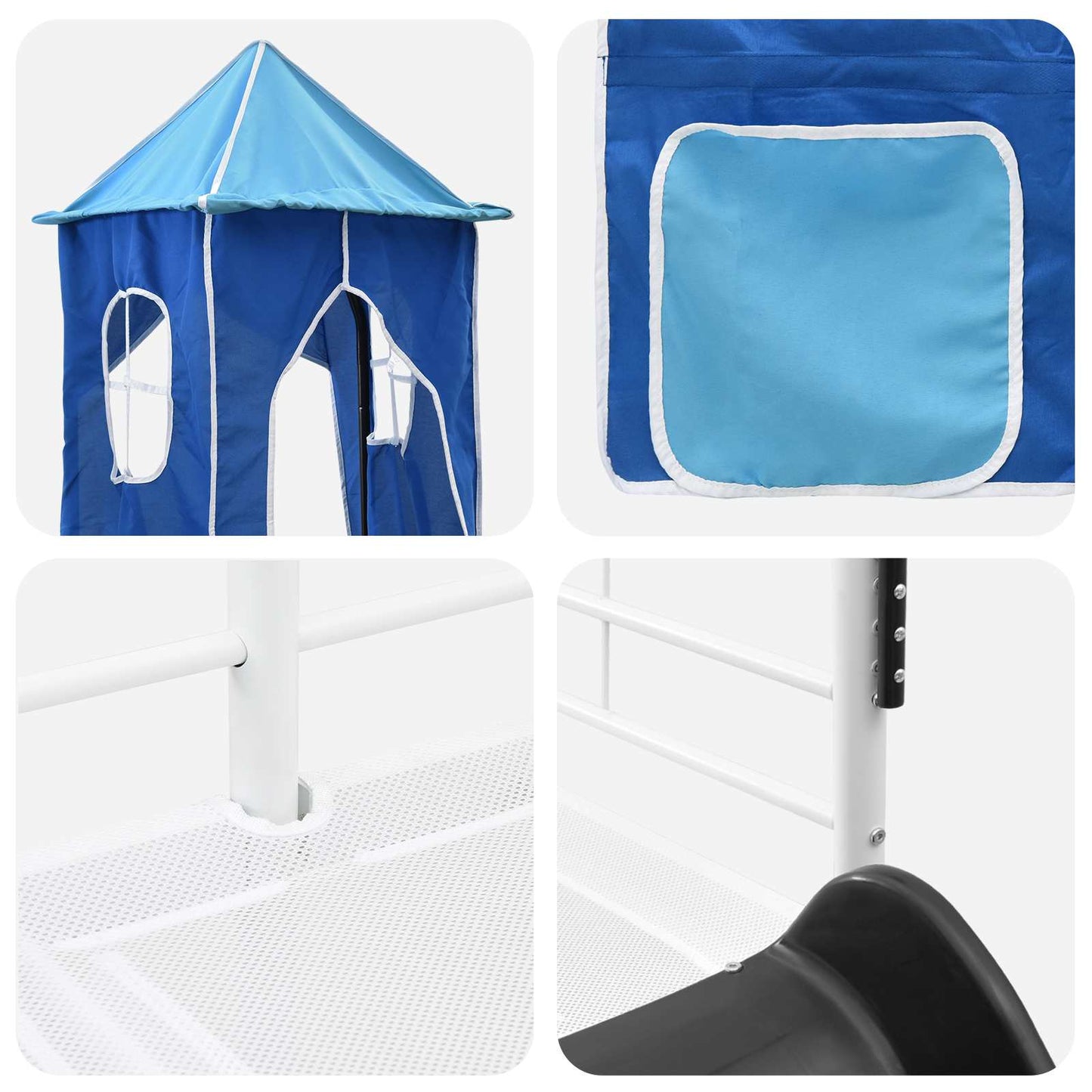 Loftbed voor Kids Wit en Blauw 90 x 190 cm Metaal