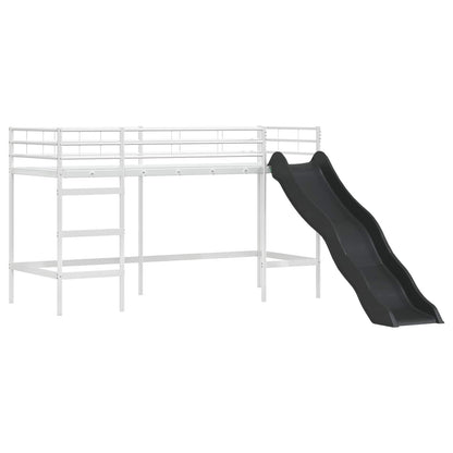 Loftbed voor Kids Wit en Blauw 90 x 190 cm Metaal