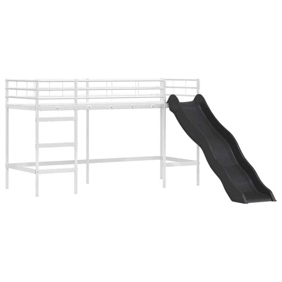 Loftbed voor Kids Wit en Blauw 90 x 190 cm Metaal