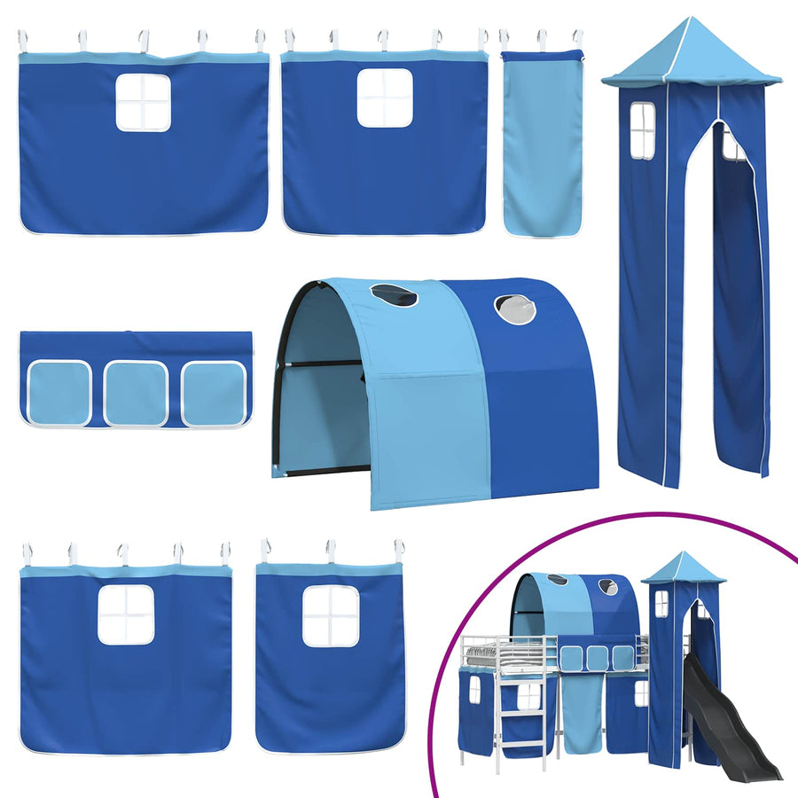 Loftbed voor Kids Wit en Blauw 90 x 190 cm Metaal