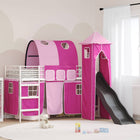 Loft Bed for Kids White and Pink 74.5 x 190 cm Metal