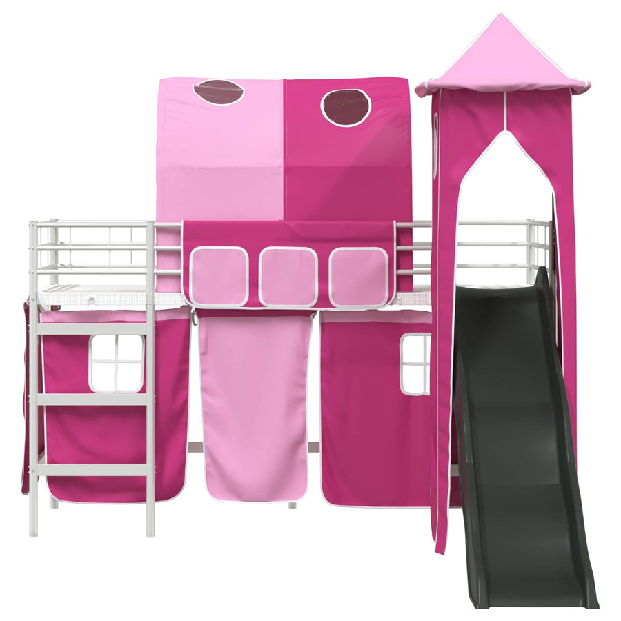 Loftbed voor Kids Wit en Roze 90 x 190 cm Metaal