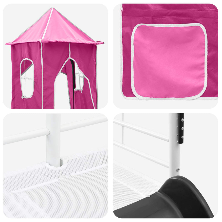 Loftbed voor Kids Wit en Roze 90 x 200 cm Metaal