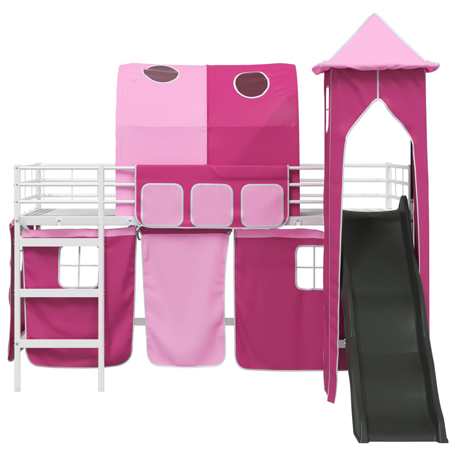 Loftbed voor Kids Wit en Roze 90 x 200 cm Metaal