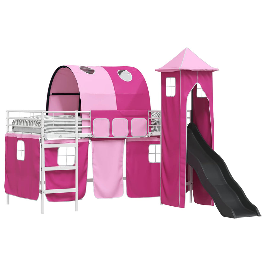 Loftbed voor Kids Wit en Roze 99,5 x 200 cm Metaal