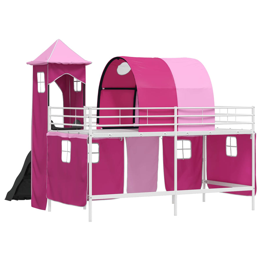 Loftbed voor Kids Wit en Roze 99,5 x 200 cm Metaal
