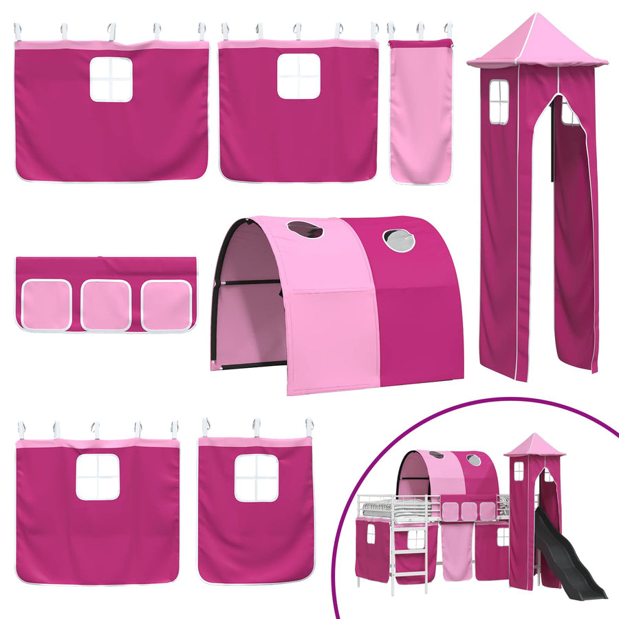 Loftbed voor Kids Wit en Roze 99,5 x 200 cm Metaal