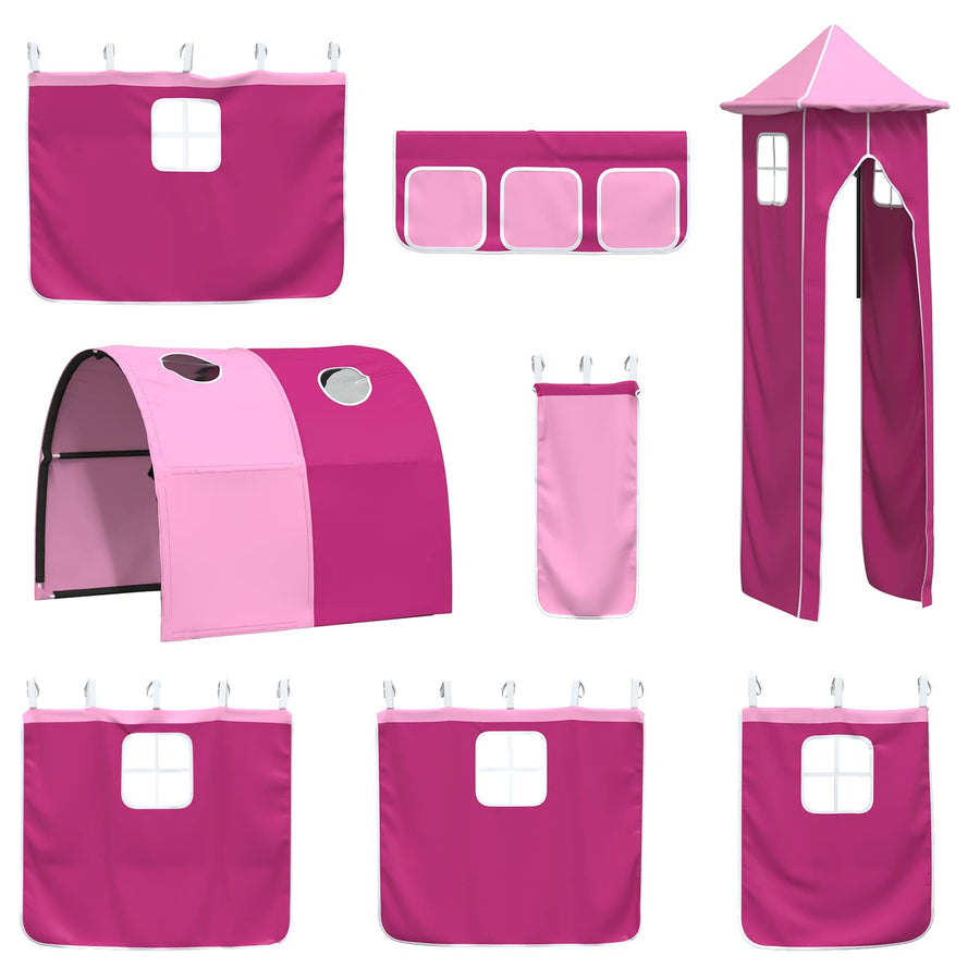 Loftbed voor Kids Wit en Roze 99,5 x 200 cm Metaal