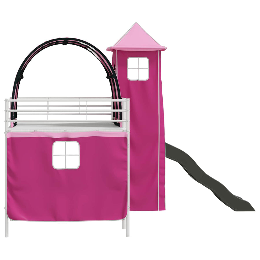 Loftbed voor Kids Wit en Roze 99,5 x 200 cm Metaal