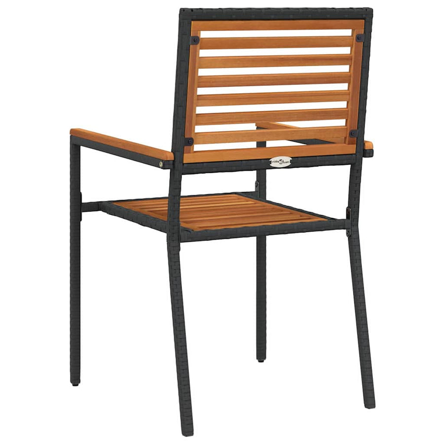 Tuinstoelen 4 pcs Crème, Bruin PE riet, Massief acaciahout