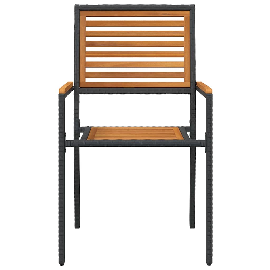 Tuinstoelen 4 pcs Crème, Bruin PE riet, Massief acaciahout