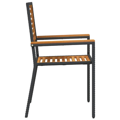 Tuinstoelen 4 pcs Crème, Bruin PE riet, Massief acaciahout