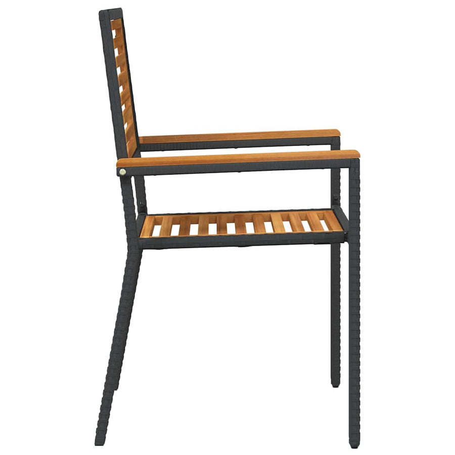 Tuinstoelen 4 pcs Crème, Bruin PE riet, Massief acaciahout