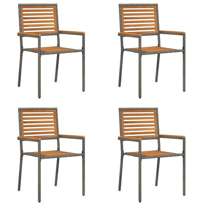 Tuinstoelen 4 pcs Grijs, Bruin PE riet, Massief acaciahout