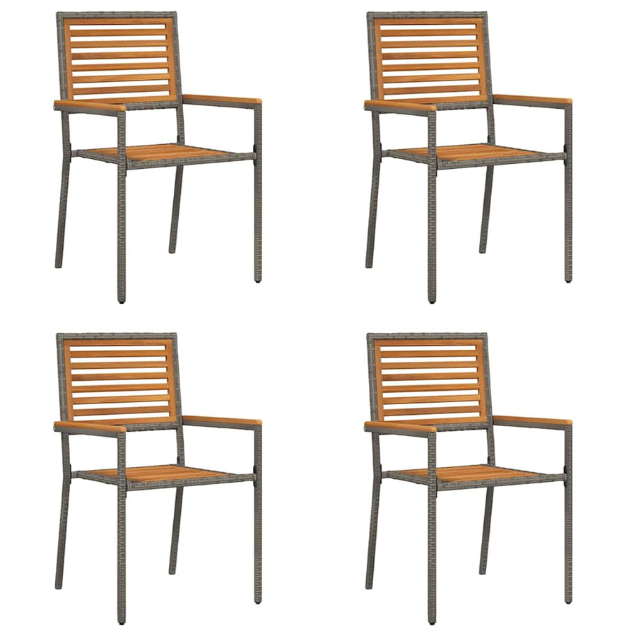 Tuinstoelen 4 pcs Grijs, Bruin PE riet, Massief acaciahout