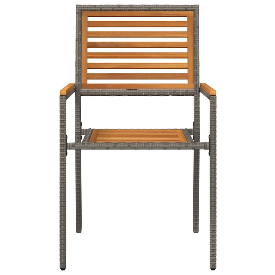 Tuinstoelen 4 pcs Grijs, Bruin PE riet, Massief acaciahout