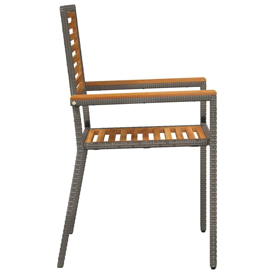 Tuinstoelen 4 pcs Grijs, Bruin PE riet, Massief acaciahout
