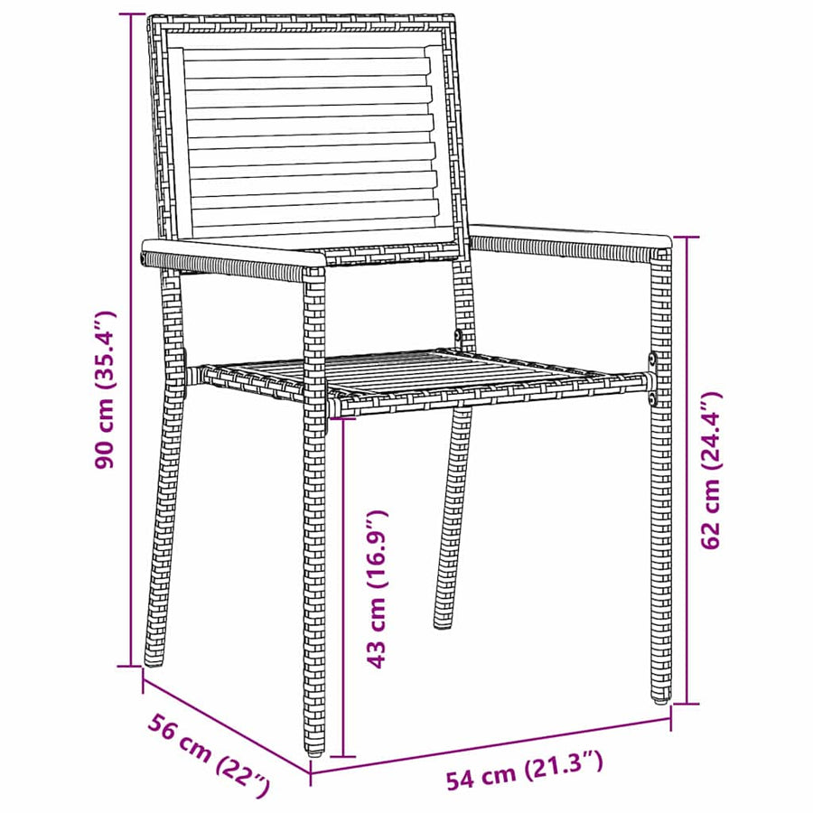 Tuinstoelen 4 pcs Grijs, Bruin PE riet, Massief acaciahout