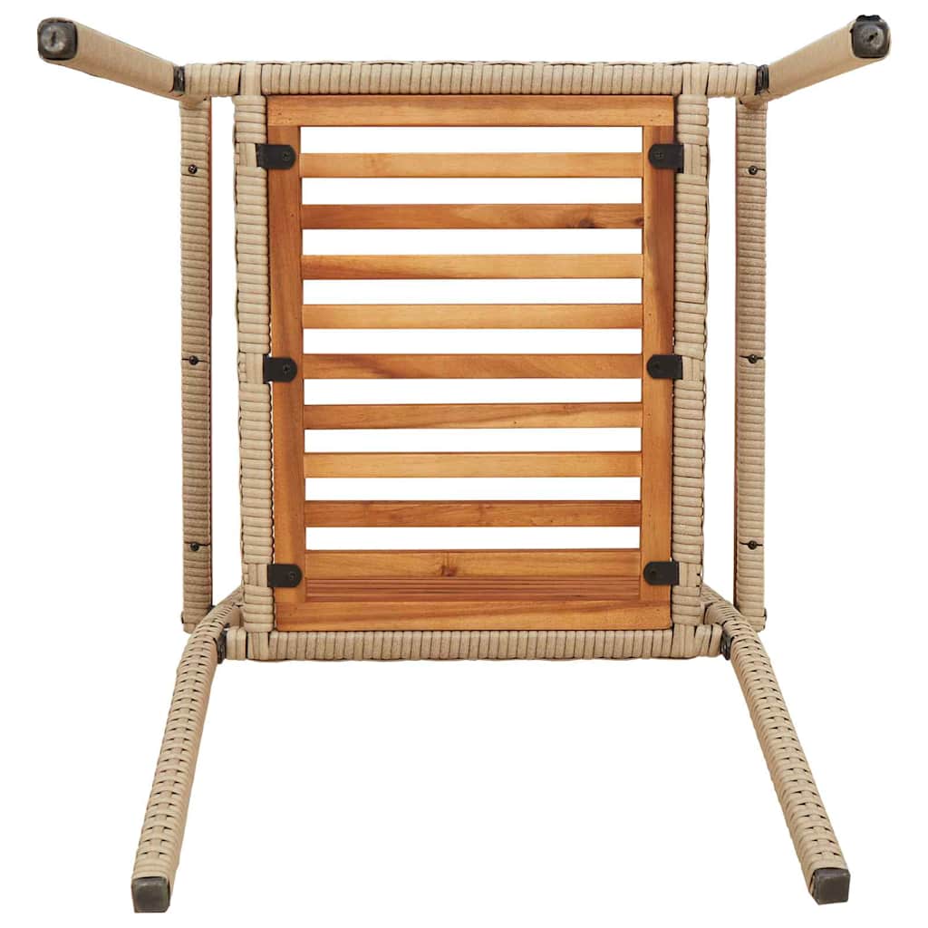 Tuinstoelen 4 pcs Crème, Bruin PE riet, Massief acaciahout