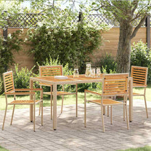 Tuinstoelen 4 pcs Crème, Bruin PE riet, Massief acaciahout