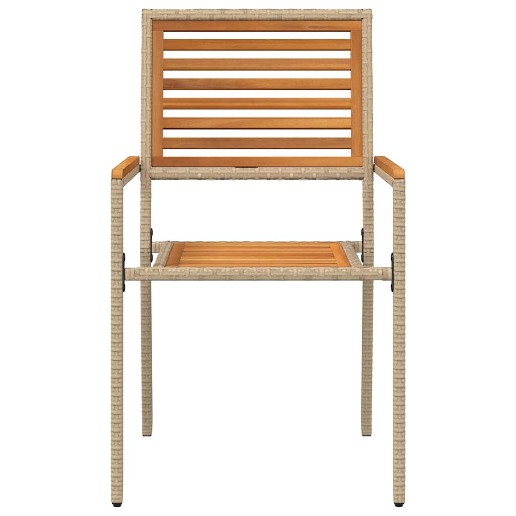 Tuinstoelen 4 pcs Crème, Bruin PE riet, Massief acaciahout