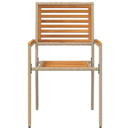 Tuinstoelen 4 pcs Crème, Bruin PE riet, Massief acaciahout