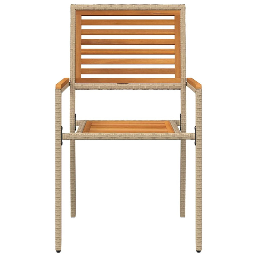 Tuinstoelen 4 pcs Crème, Bruin PE riet, Massief acaciahout
