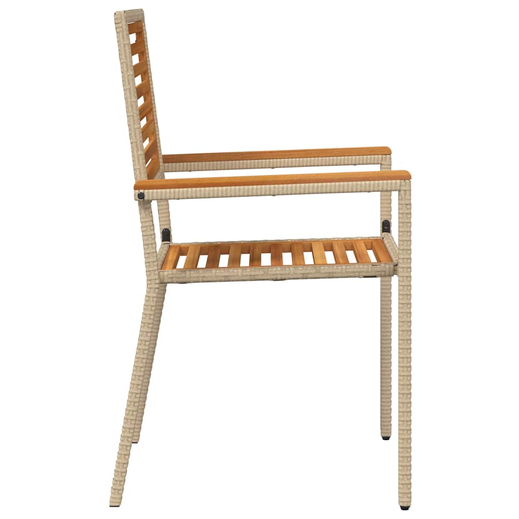 Tuinstoelen 4 pcs Crème, Bruin PE riet, Massief acaciahout