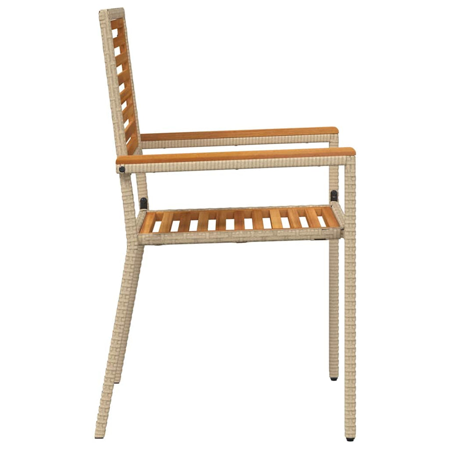 Tuinstoelen 4 pcs Crème, Bruin PE riet, Massief acaciahout
