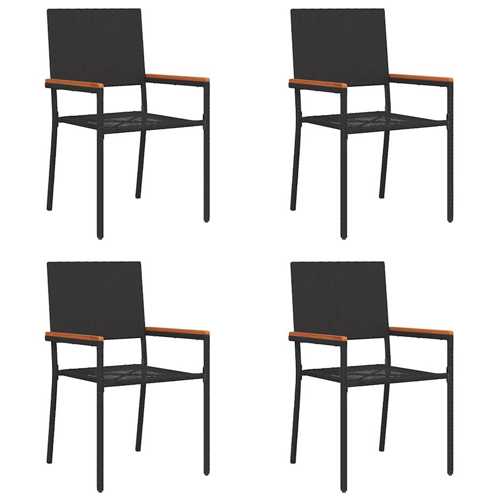 Tuinstoelen 4 pcs Crème, Bruin PE riet, Massief acaciahout