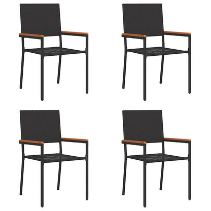 Tuinstoelen 4 pcs Crème, Bruin PE riet, Massief acaciahout