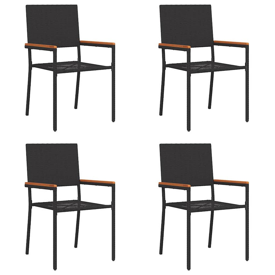 Tuinstoelen 4 pcs Crème, Bruin PE riet, Massief acaciahout