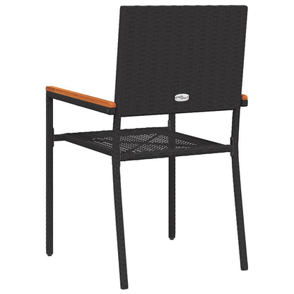 Tuinstoelen 4 pcs Crème, Bruin PE riet, Massief acaciahout