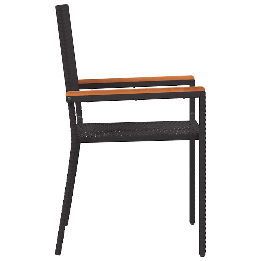 Tuinstoelen 4 pcs Crème, Bruin PE riet, Massief acaciahout