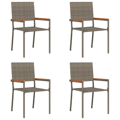 Tuinstoelen 4 pcs Grijs, Bruin PE riet, Massief acaciahout