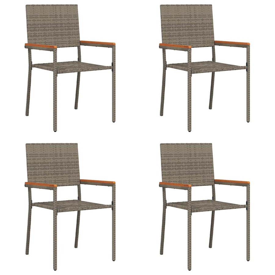 Tuinstoelen 4 pcs Grijs, Bruin PE riet, Massief acaciahout