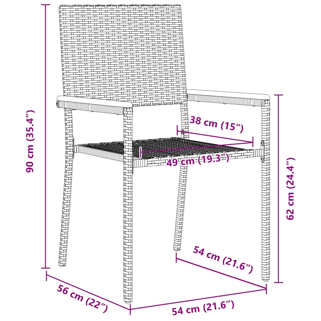 Tuinstoelen 4 pcs Grijs, Bruin PE riet, Massief acaciahout