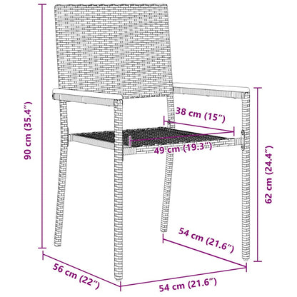 Tuinstoelen 4 pcs Grijs, Bruin PE riet, Massief acaciahout