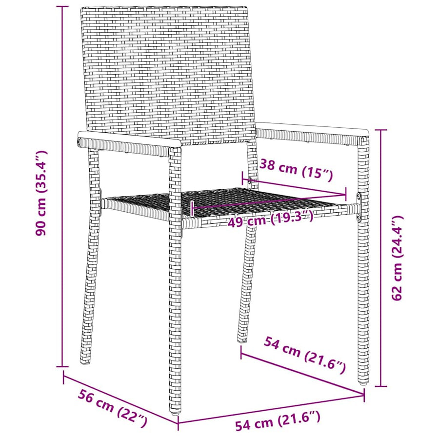 Tuinstoelen 4 pcs Grijs, Bruin PE riet, Massief acaciahout