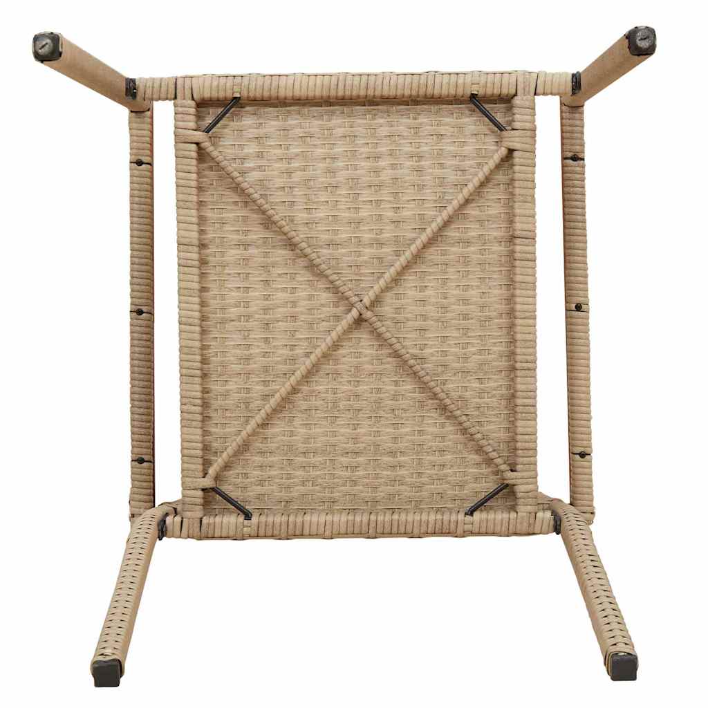 Tuinstoelen 4 pcs Crème, Bruin PE riet, Massief acaciahout