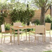 Tuinstoelen 4 stuks crème bruin PE riet acaciahout