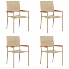 Tuinstoelen 4 pcs Crème, Bruin PE riet, Massief acaciahout